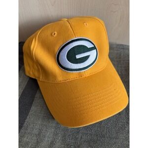 Green Bay Packers NFL Team Apparel Yellow Baseball Cap Hat Strapback OSFM EUC